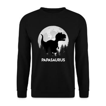 Papasaurus Papa Vater - Unisex Pullover - Schwarz - Vorne - Alina (178cm) & Michal (187cm)