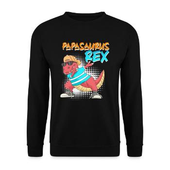 Papasaurus Rex Vater Papa - Unisex Pullover - Schwarz - Vorne - Alina (178cm) & Michal (187cm)