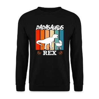 Dadasaurus Rex Vater Papa werdender Papa - Unisex Pullover - Schwarz - Vorne - Alina (178cm) & Michal (187cm)