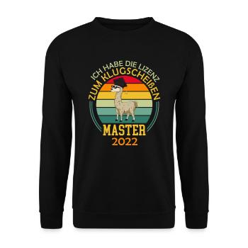 Lizenz zum Klugscheißen Master Abschluss 2022 - Unisex Pullover - Schwarz - Vorne - Alina (178cm) & Michal (187cm)