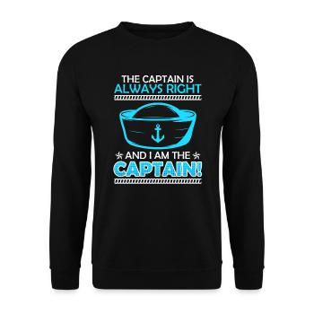 Der Kapitän hat immer Recht ich bin der Kätp'n - Unisex Pullover - Schwarz - Vorne - Alina (178cm) & Michal (187cm)