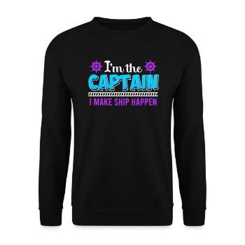 Kapitän make Ship happen Segler Bootsfahrer - Unisex Pullover - Schwarz - Vorne - Alina (178cm) & Michal (187cm)