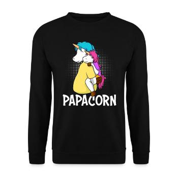 Papacorn Père Licorne Fille Papa - Sweat-shirt Unisexe - noir - Devant - Alina (178cm) & Michal (187cm)