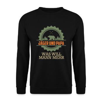 Jäger und Papa was will Mann mehr Jäger Papa - Unisex Pullover - Schwarz - Vorne - Alina (178cm) & Michal (187cm)