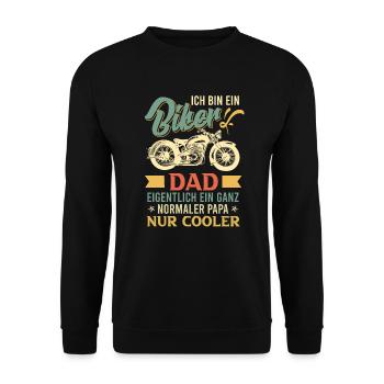 Biker Papa eigentlich ganz normal Motorradfahrer - Unisex Pullover - Schwarz - Vorne - Alina (178cm) & Michal (187cm)