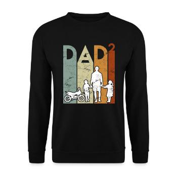 Zweifacher Papa Motorrad Vater Papa 2 Kinder - Unisex Pullover - Schwarz - Vorne - Alina (178cm) & Michal (187cm)