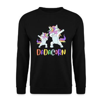 Papa Licorne Dabbing Dadacorn - Sweat-shirt Unisexe - noir - Devant - Alina (178cm) & Michal (187cm)