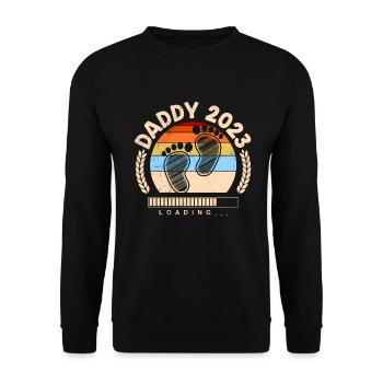 Daddy 2023 loading Werdender Papa - Unisex Pullover - Schwarz - Vorne - Alina (178cm) & Michal (187cm)