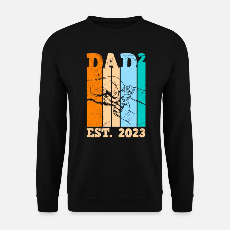 2. Kind 2023 Papa 2 Kinder Vater - Unisex Pullover - Schwarz