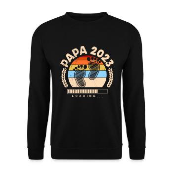 Papa 2023 loading Dad-to-be - Unisex Sweatshirt - black - Front - Alina (178cm) & Michal (187cm)
