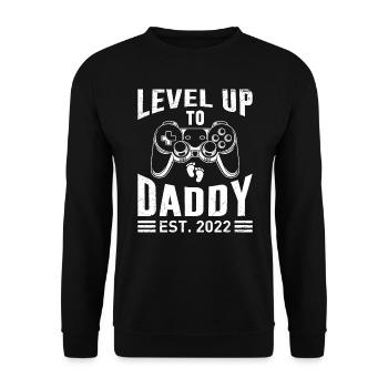 Level up to Daddy 2022 Papa 2022 werdender Vater - Unisex Pullover - Schwarz - Vorne - Alina (178cm) & Michal (187cm)