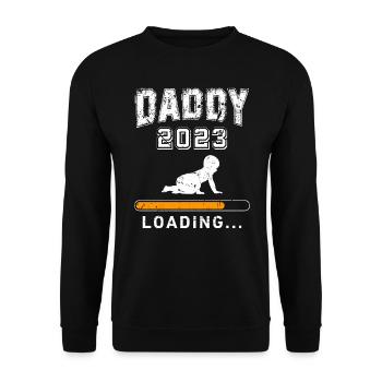 Daddy 2023 loading werdender Papa 2023 Vater 2023 - Unisex Pullover - Schwarz - Vorne - Alina (178cm) & Michal (187cm)