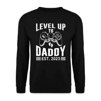 Level up to Daddy 2023 Dad-to-be - Unisex Sweatshirt - black - Front - Alina (178cm) & Michal (187cm)