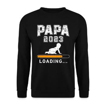 Papa 2023 chargement Papa-à-être 2023 Père 2023 - Sweat-shirt Unisexe - noir - Devant - Alina (178cm) & Michal (187cm)
