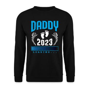 Daddy 2023 loading Werdender Papa Ladebalken - Unisex Pullover - Schwarz - Vorne - Alina (178cm) & Michal (187cm)