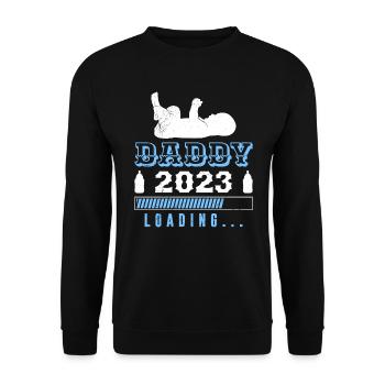 Daddy 2023 Loading werdender Papa 2023 - Unisex Pullover - Schwarz - Vorne - Alina (178cm) & Michal (187cm)