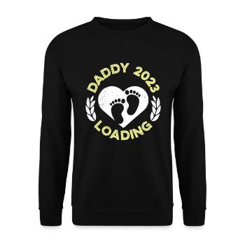 Daddy 2023 loading Werdender Papa 2023 - Unisex Pullover - Schwarz - Vorne - Alina (178cm) & Michal (187cm)