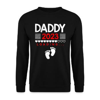 Daddy 2023 loading werdender Papa 2023 - Unisex Pullover - Schwarz - Vorne - Alina (178cm) & Michal (187cm)
