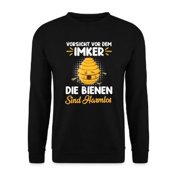 Vorsicht vor dem Imker Bienen sind harmlos - Unisex Pullover - Schwarz - Vorne - Alina (178cm) & Michal (187cm)