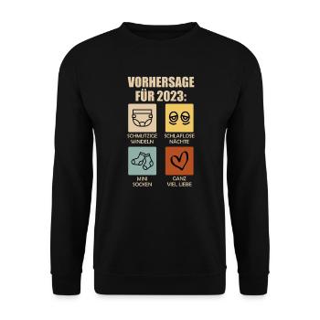 Werdende Eltern 2023 Vorhersage 2023 - Unisex Pullover - Schwarz - Vorne - Alina (178cm) & Michal (187cm)