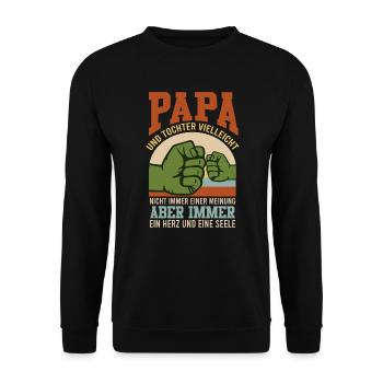 Papa Tochter ein Herz und eine Seele - Unisex Pullover - Schwarz - Vorne - Alina (178cm) & Michal (187cm)