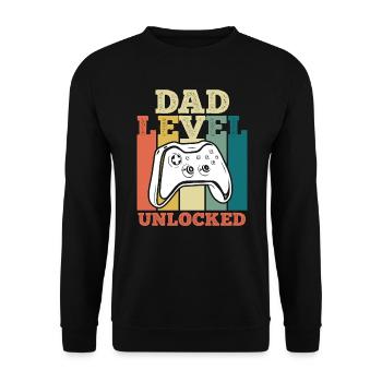 Dad Level unlocked werdender Vater Papa 2023 - Unisex Pullover - Schwarz - Vorne - Alina (178cm) & Michal (187cm)
