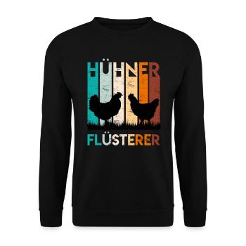 Hühner Flüsterer Hühner Besitzer Huhn - Unisex Pullover - Schwarz - Vorne - Alina (178cm) & Michal (187cm)