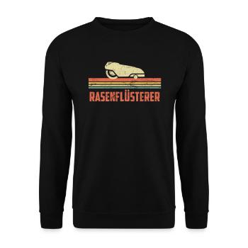 Rasen Flüsterer Mähroboter - Unisex Pullover - Schwarz - Vorne - Alina (178cm) & Michal (187cm)