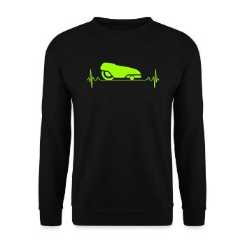 Rasenflüsterer Mähroboter - Unisex Pullover - Schwarz - Vorne - Alina (178cm) & Michal (187cm)