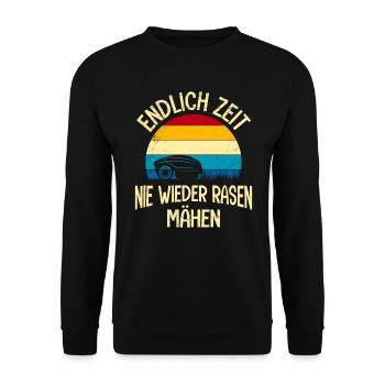 Nie mehr Rasen mähen Mähroboter Rasen mähen - Unisex Pullover - Schwarz - Vorne - Alina (178cm) & Michal (187cm)