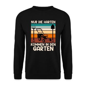 Nur die Harten kommen in den Garten Gärtner - Unisex Pullover - Schwarz - Vorne - Alina (178cm) & Michal (187cm)