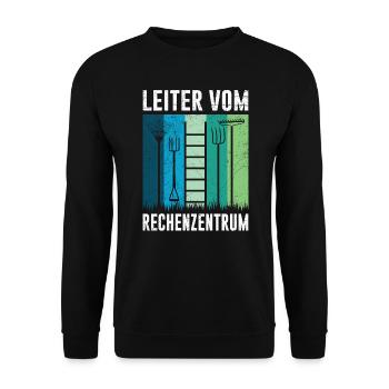 Leiter vom Rechenzentrum Gärner Garten IT - Unisex Pullover - Schwarz - Vorne - Alina (178cm) & Michal (187cm)