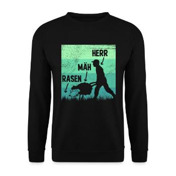 Rasen Mäh Herr Rasenmäher Rasen mähen Garten - Unisex Pullover - Schwarz - Vorne - Alina (178cm) & Michal (187cm)