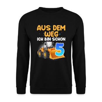 Aus dem Weg ich bin 5 Jahre 5. Geburtstag - Unisex Pullover - Schwarz - Vorne - Alina (178cm) & Michal (187cm)