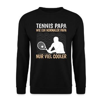 Tennis Papa wie ein normaler Papa nur cooler - Unisex Pullover - Schwarz - Vorne - Alina (178cm) & Michal (187cm)