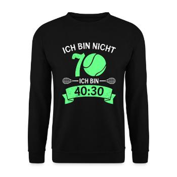 Tennis 70 Jahre Spruch Tennis Opa - Unisex Pullover - Schwarz - Vorne - Alina (178cm) & Michal (187cm)