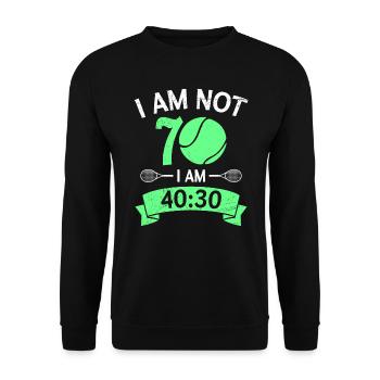 Tennis 70 Jahre Spruch Tennis Opa - Unisex Pullover - Schwarz - Vorne - Alina (178cm) & Michal (187cm)