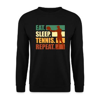 Eat Sleep Tennis Repeat Vintage Tennis - Unisex Sweatshirt - black - Front - Alina (178cm) & Michal (187cm)
