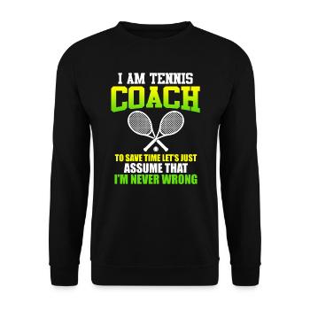 I am Tennis Coach Tennistrainer - Unisex Pullover - Schwarz - Vorne - Alina (178cm) & Michal (187cm)