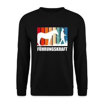 Pferde Fürhungskraft Reitsport - Unisex Pullover - Schwarz - Vorne - Alina (178cm) & Michal (187cm)