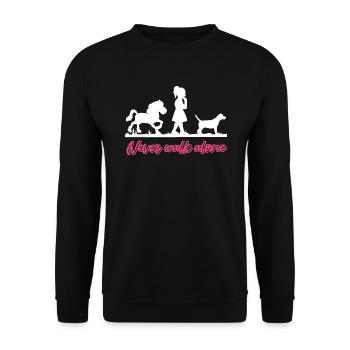 Pferd Hund Reiterin Pferde Mädchen - Unisex Pullover - Schwarz - Vorne - Alina (178cm) & Michal (187cm)