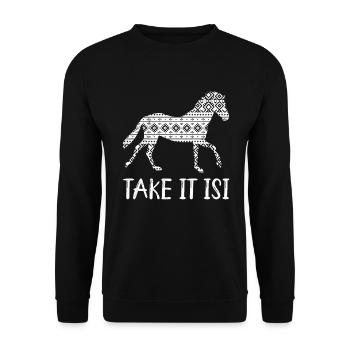 Take it Isi Icelandic Horse - Unisex Sweatshirt - black - Front - Alina (178cm) & Michal (187cm)