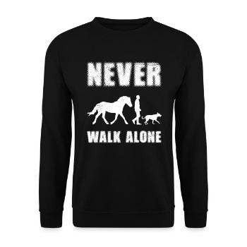 Never Walk alone Dog Horse Equestrian Sport - Unisex Sweatshirt - black - Front - Alina (178cm) & Michal (187cm)