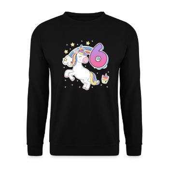 Finally 6 years 6th birthday horse girl - Unisex Sweatshirt - black - Front - Alina (178cm) & Michal (187cm)