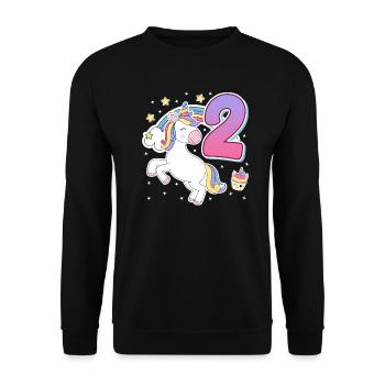 2 years 2nd birthday girl - Unisex Sweatshirt - black - Front - Alina (178cm) & Michal (187cm)
