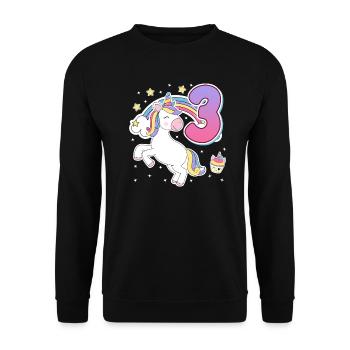 3. Geburtstag Mädchen Pferde Mädchen 3 Jahre - Unisex Pullover - Schwarz - Vorne - Alina (178cm) & Michal (187cm)