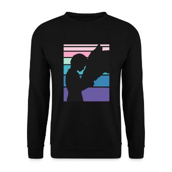 Cavalier Cheval Amour Chevaux Filles Sport équestre - Sweat-shirt Unisexe - noir - Devant - Alina (178cm) & Michal (187cm)