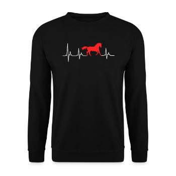 Reitsport Herzschlag Reiter Herz Pferde Mädchen - Unisex Pullover - Schwarz - Vorne - Alina (178cm) & Michal (187cm)