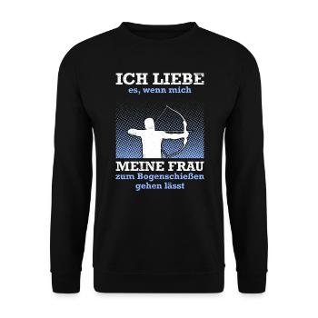 Ehemann Bogenschützen Papa Bogenschießen - Unisex Pullover - Schwarz - Vorne - Alina (178cm) & Michal (187cm)