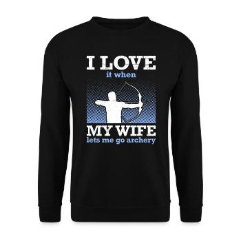 Husband Archer Papa Archery - Unisex Sweatshirt - black - Front - Alina (178cm) & Michal (187cm)